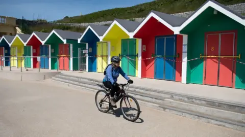 Getty Images A cyclist in Barry Island