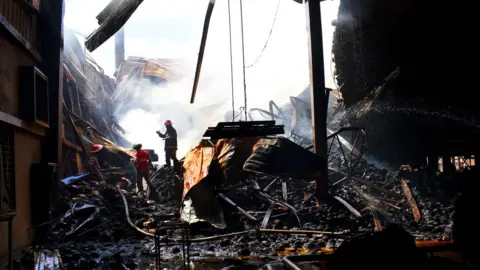 Getty Images Factory fire aftermath