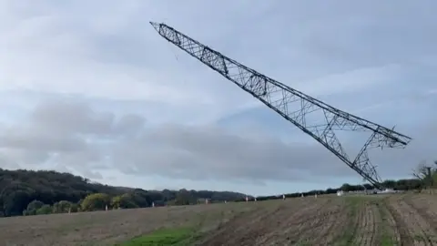 Pylon being felled