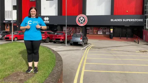 BBC Jo outside Sheffield United