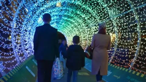 Lights tunnel during the Lisburn Light Festival