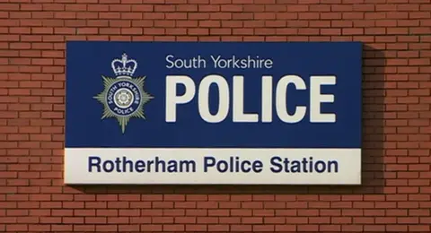 A South Yorkshire Police sign outside Rotherham Police Station.