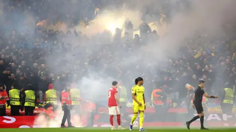 Getty Images Football fans in the away end at the City Ground in Nottingham