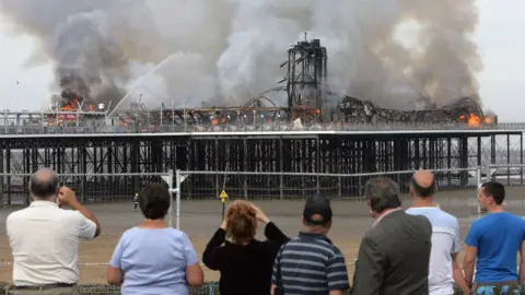 Getty Images The pier on fire in 2008