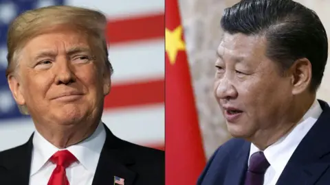 Getty Images A combination of two photos, US president Donald Trump on the left and China president Xi Jinping on the left.