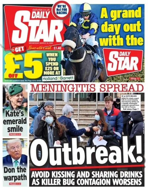 "Outbreak!" reads the headline of the Daily Star.