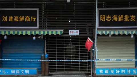 Getty Images A general view of the closed Huanan Seafood Wholesale Market