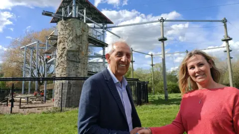 Derby City Council Handshake at high ropes