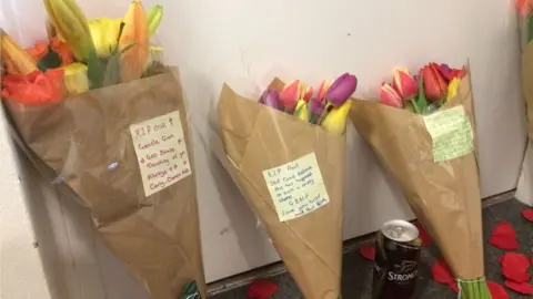 Flowers outside a door