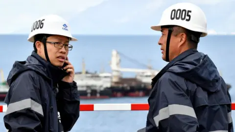 Getty Images Chinese workers are building a bridge connecting the Croatian peninsula of Peljesac with the rest of the coast (11 April)