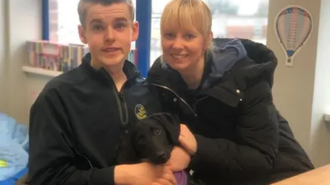 BBC Caleb White with his mother Alma and Peggy