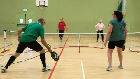 Ellan Vannin Pickleball Club  Pickleball being played at the National Sport Centre in Douglas