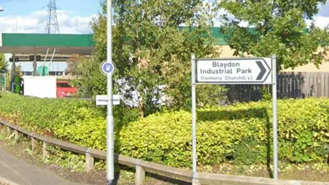 A road sign for Blaydon Industrial Park
