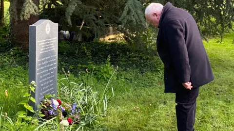 Paul Laws Flowers were laid at the memorial that was erected in 2022