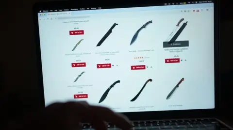 PA Media A website displaying the sale of ninja swords.