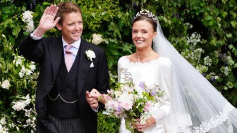Duke of Westminster Hugh Grosvenor and Olivia Henson on their wedding day