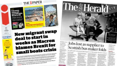index picture combining the front pages of two newspapers