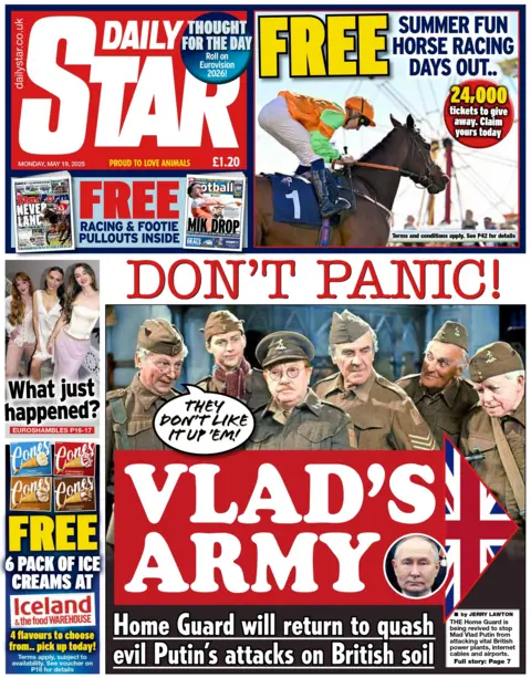 The front page of the Daily Star which reads "Don't panic! Vlad's Army" 