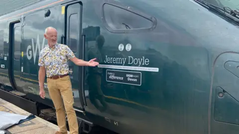 Jeremy Doyle with GWR train named after him