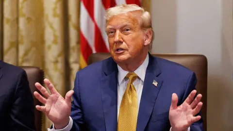 US President Donald Trump during a cabinet meeting at the White House in Washington, DC, US, on Tuesday, July 8, 2025