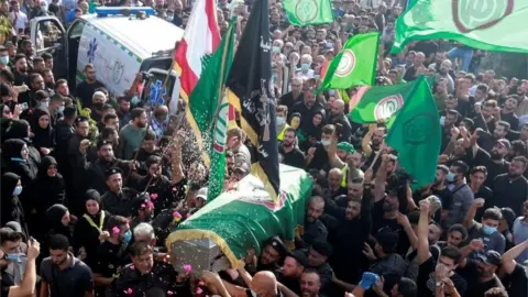 Getty Images Funeral of Amal member killed in Beirut fighting (15/10/21)