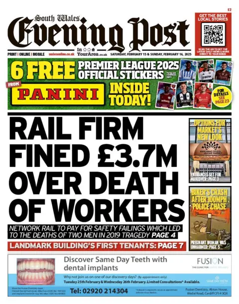 South Wales Evening Post Front page of South Wales Evening Post
