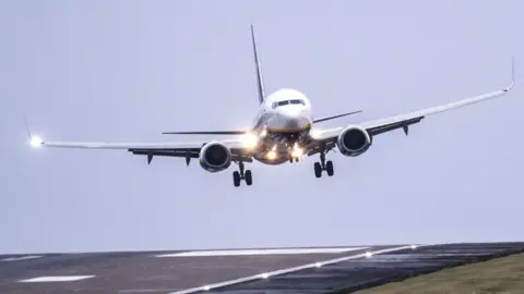 PA Media Plane landing at Leeds Bradford Airport