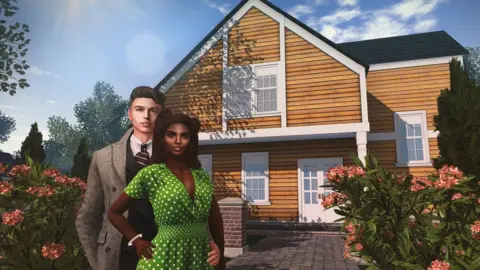 Linden Lab Second Life image of man and woman in a house