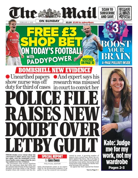 Mail on Sunday front page