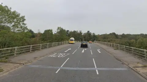 A shot of the A322 motorway bridge going over the M3