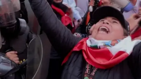 Woman shouting during the protest