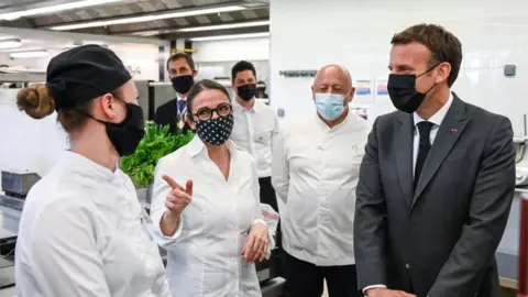 EPA President Emmanuel Macron at a hotel in southeast France