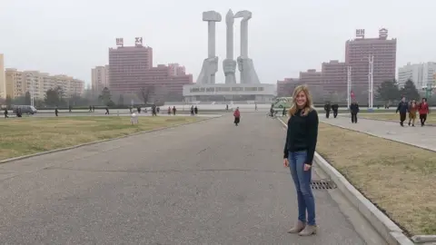 Megan Lacina Megan Lacina in front of the Workers' Monument