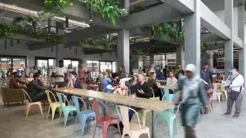 Rotherham Metropolitan Borough Council Computer generated image of market redevelopment