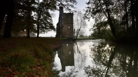 Jamie Smith Minster Lovell Hall in the golden hour on an autumn morning