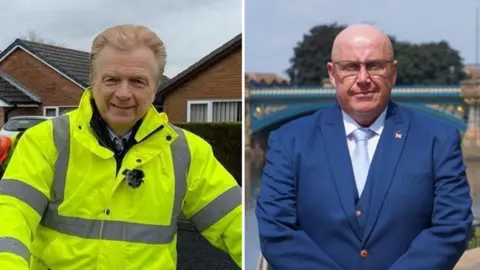 LDRS/ Nottinghamshire County Council Rushcliffe Borough Council leader Neil Clarke (left) and Nottinghamshire County leader Mick Barton (right)