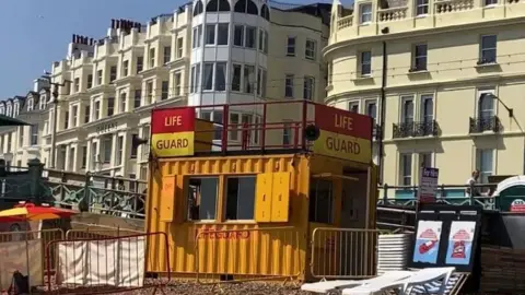 BBC/Daniel Sexton A lifeguard hut on Brighton beach