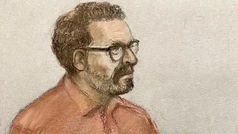 Elizabeth Cook/PA Media Court sketch showing Chris Brain sat in court