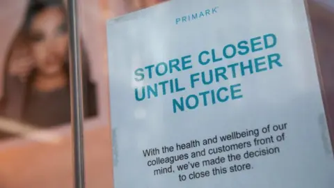 Getty Images Notice in Primark store saying it was closed for lockdown