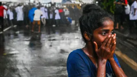 Getty Images An anti-government protest in Sri Lanka.