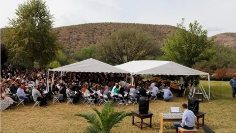 Reuters Funeral service for Dawna Ray Langford, 43, and her sons Trevor and Rogan, in La Mora, Sonora , Mexico November 7, 2019