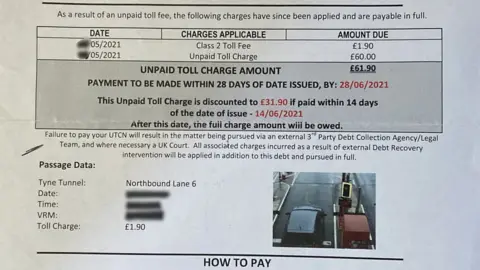 TT2 Unpaid toll charge notice