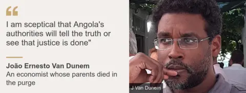 Quote card. João Ernesto Van Dunem: "I am sceptical that Angola's authorities will tell the truth or see that justice is done"