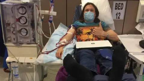 Vicky Compton Eddie Huntley having dialysis