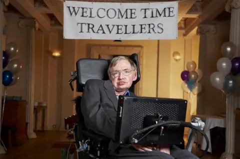 Jude Edginton/Discovery Communications Prof Stephen Hawking at party