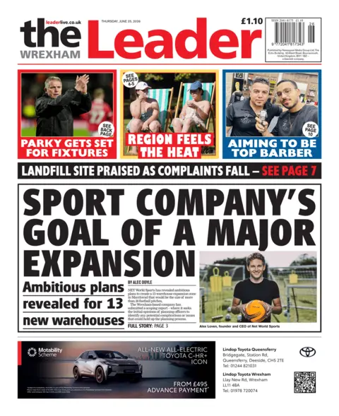Wrexham Leader Wrexham Leader front page: Sport company's goal of a major expansion