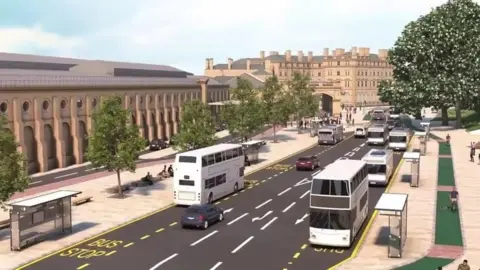 City of York Council CGI image showing how the complete York Station Gateway project may appear