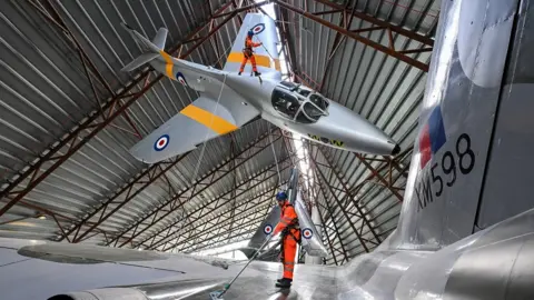 RAF Museum Men cleaning jets