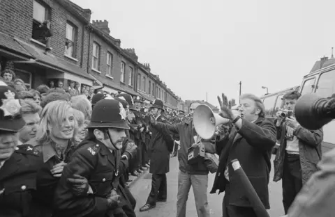 Getty Images Arthur Scargill on the Grunwick picket line