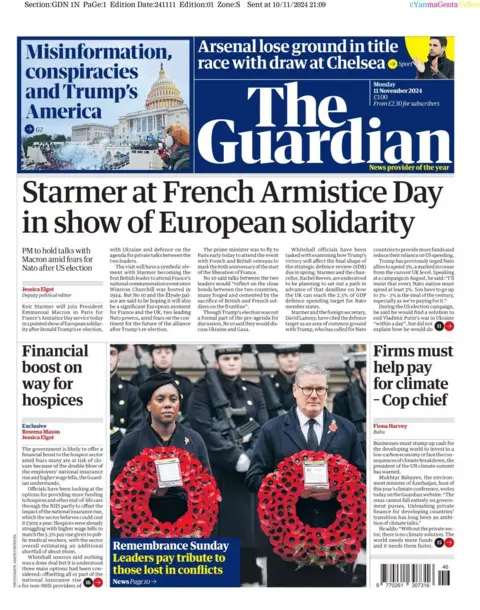 The Guardian front page, 11 October. 